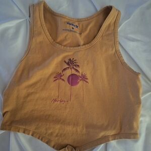 Hurley Brown Tank Top with Purple Palm Graphic